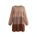 Colour Block Dress Peach/Stone/Terracotta