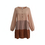 Colour Block Dress Peach/Stone/Terracotta