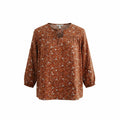 Floral peasant style top with neck tie H&H brand
