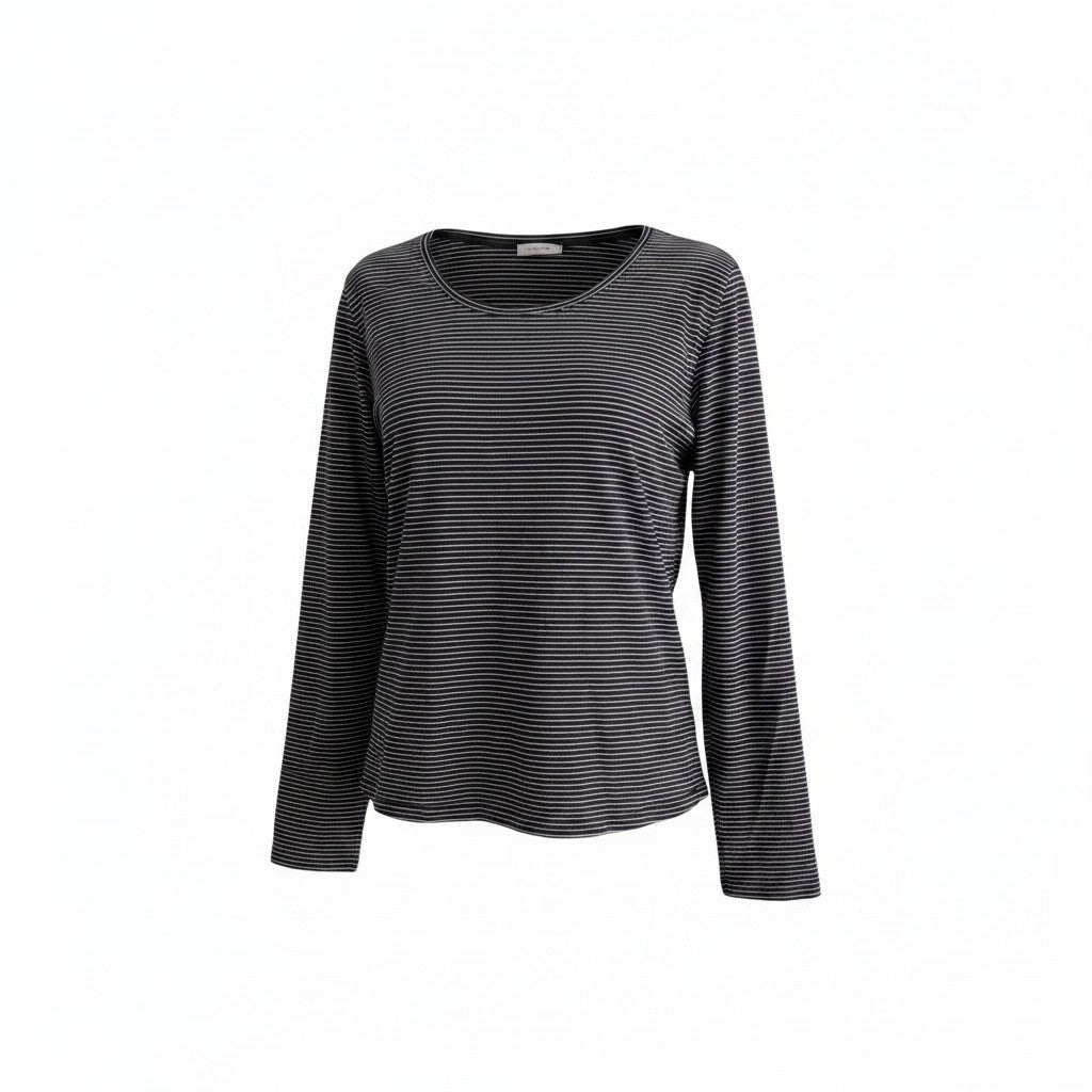 Max Fine Navy and White Stripe Long Sleeve Top