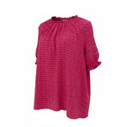 Sunday Boho 3/4 peasant sleeve Hot Pink Top