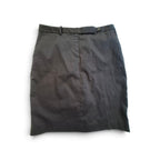 A dark charcoal gray skirt laid flat on a white background.